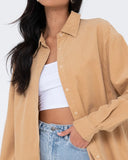 RUSTY Tammy Cord Shirt - PALE MUSTARD