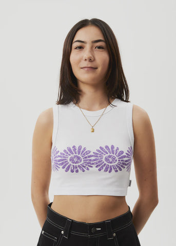 AFENDS Daisy Recycled Cropped Singlet - WHITE