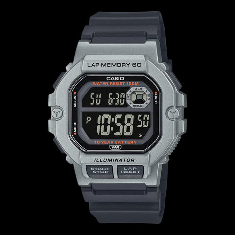 CASIO Men's Digital 100m/Lap 60 - BLACK / SILVER