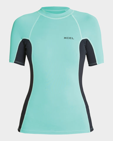 XCEL Premium Stretch SS Rash Shirt - BLACK/PISTACHIO