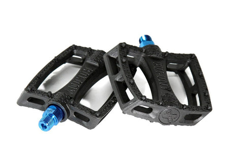 COLONY Fantastic Plastic BMX Pedals Black With BLUE Axles 376gms