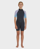 O'NEILL - Girls Reactor 2 Back Zip Short Sleeve Spring 2mm - GUNMETAL/MIST/FOG