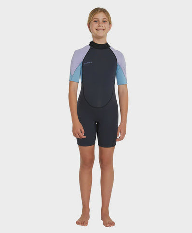 O'NEILL - Girls Reactor 2 Back Zip Short Sleeve Spring 3/2mm - GUNMETAL/MIST/FOG
