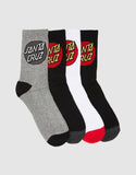 SANTA CRUZ Classic Dot Crew Socks (Youth 2-8) 4-Pack - MULTI