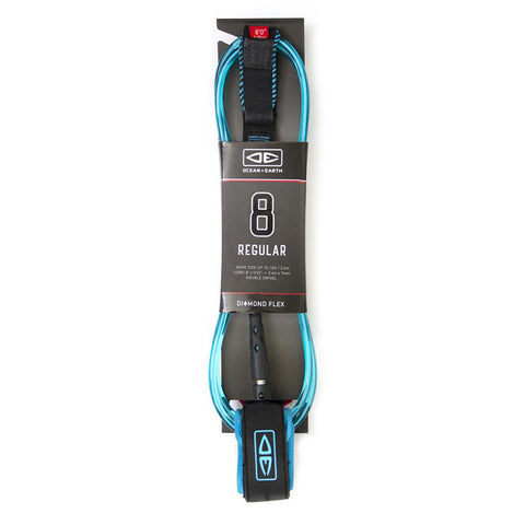OCEAN & EARTH - Diamond Flex Regular 8'0 Moulded Leash - BLUE