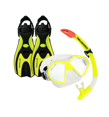 LAND & SEA - Porpoise Snorkel Set S-M - YELLOW