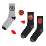 SANTA CRUZ Classic Dot Crew Socks (Size 7-11) 4-Pack MULTI