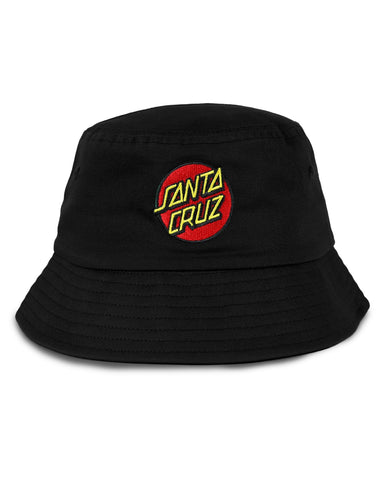 SANTA CRUZ Youth Classic Dot Patch Bucket Hat - BLACK
